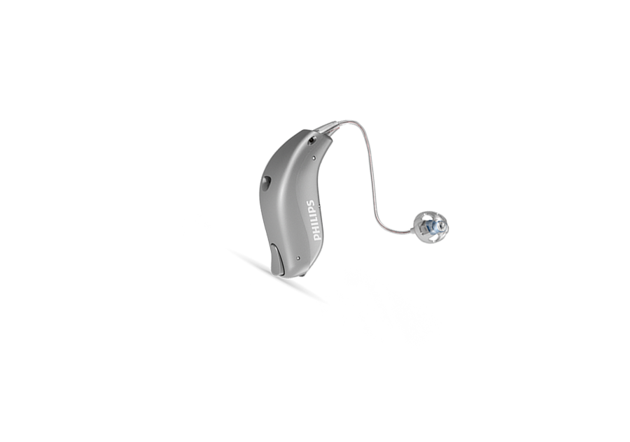 Kulağın arkasına gizlice oturan küçük ve zarif kulak içi alıcılı işitme cihazı. Bu işitme cihazı, hafif ila şiddetli işitme kayıpları için farklı hoparlörlere sahip olabilir.